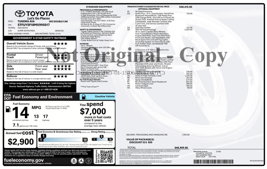 Florida Fine Cars - Used vehicle - TRUCK TOYOTA TUNDRA 4WD 2021