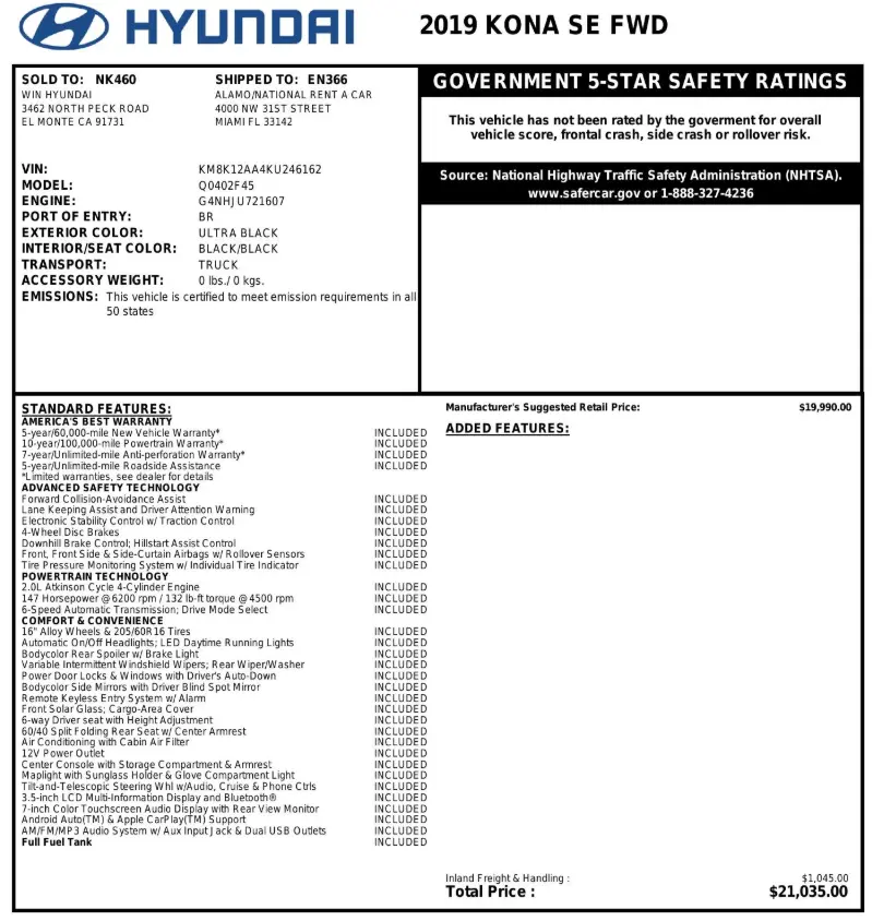 Florida Fine Cars - Used HYUNDAI KONA 2019 ORLANDO SE
