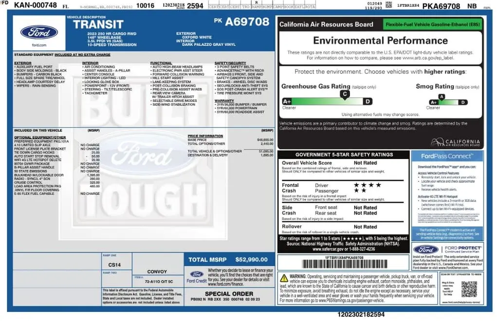 Florida Fine Cars - Used FORD TRANSIT 2023 MIAMI HIGH ROOF CARGO 148" WB