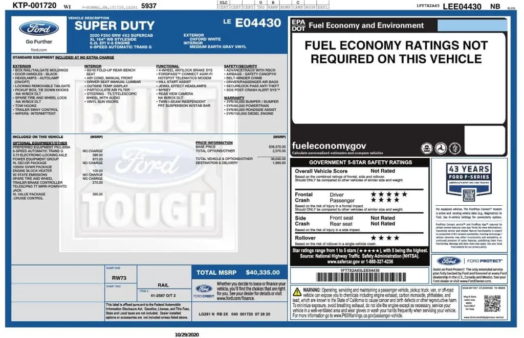 2020 FORD SUPER DUTY F-250 SRW XL photo 3