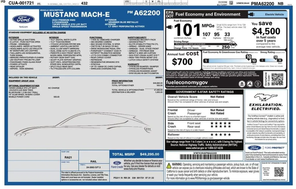 Florida Fine Cars - Used FORD MUSTANG MACH-E 2023 MARGATE PREMIUM