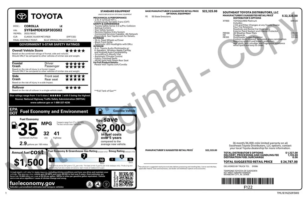 2025 TOYOTA COROLLA LE photo 3