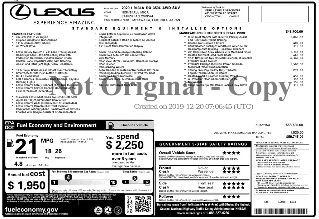 Florida Fine Cars - Used LEXUS RX 2020 ORLANDO RX 350L
