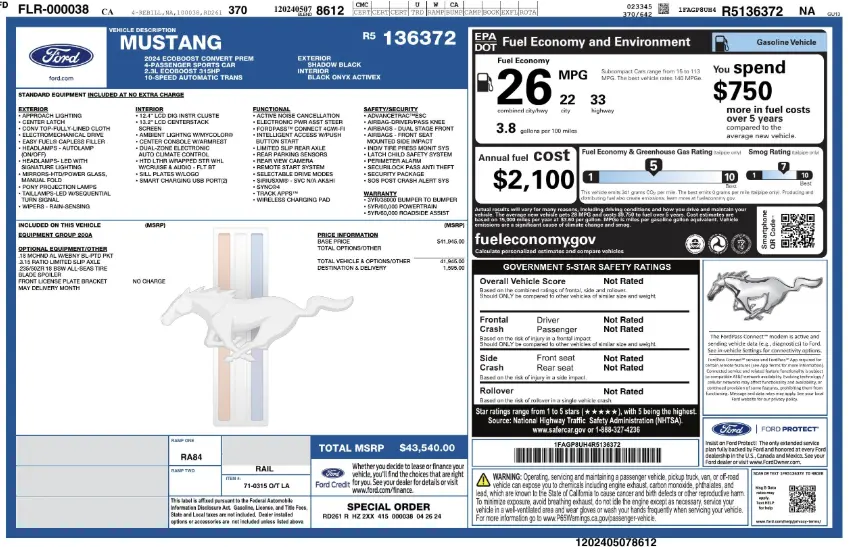 Florida Fine Cars - Used FORD MUSTANG 2024 WEST PALM ECOBOOST PREMIUM