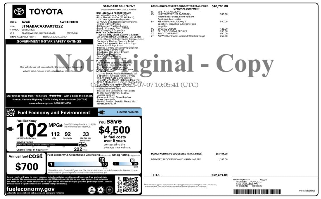 Florida Fine Cars - Used vehicle - SUV TOYOTA BZ4X 2023