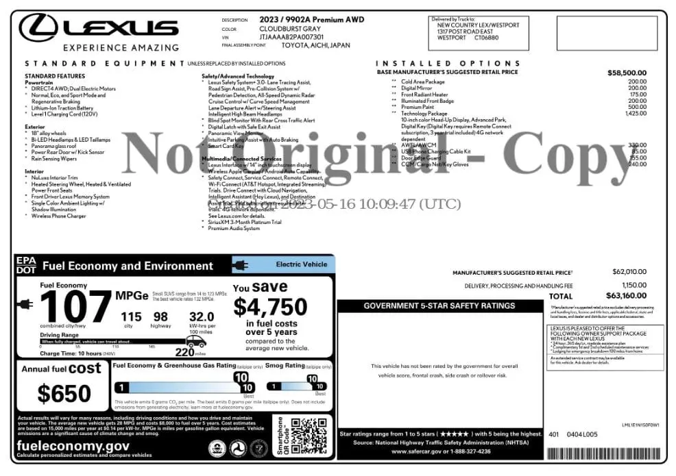 Florida Fine Cars - Used LEXUS RZ 2023 MARGATE RZ 450E PREMIUM