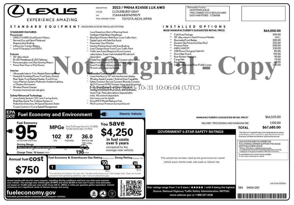 Florida Fine Cars - Used vehicle - SUV LEXUS RZ 2023
