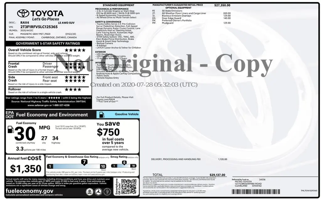 Florida Fine Cars - Used TOYOTA RAV4 2020 ORLANDO LE