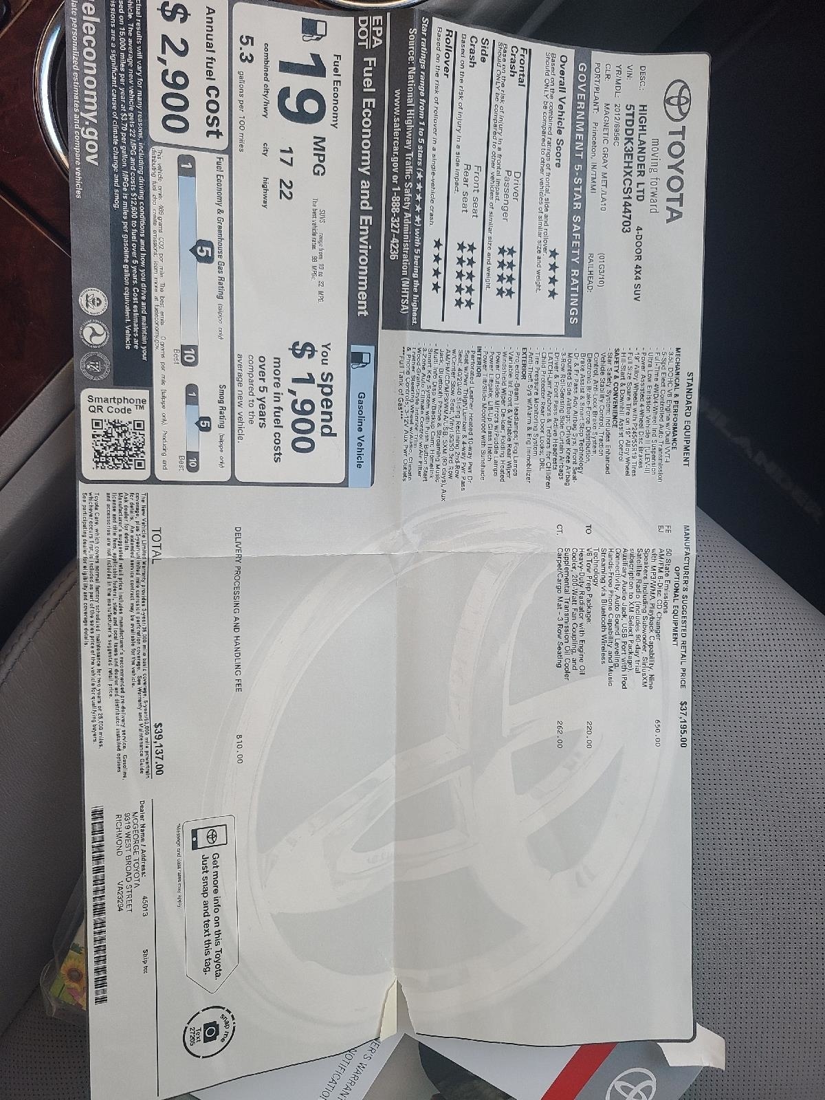 Used 2012 Toyota Highlander Limited for sale in GLADSTONE AUTO SALES