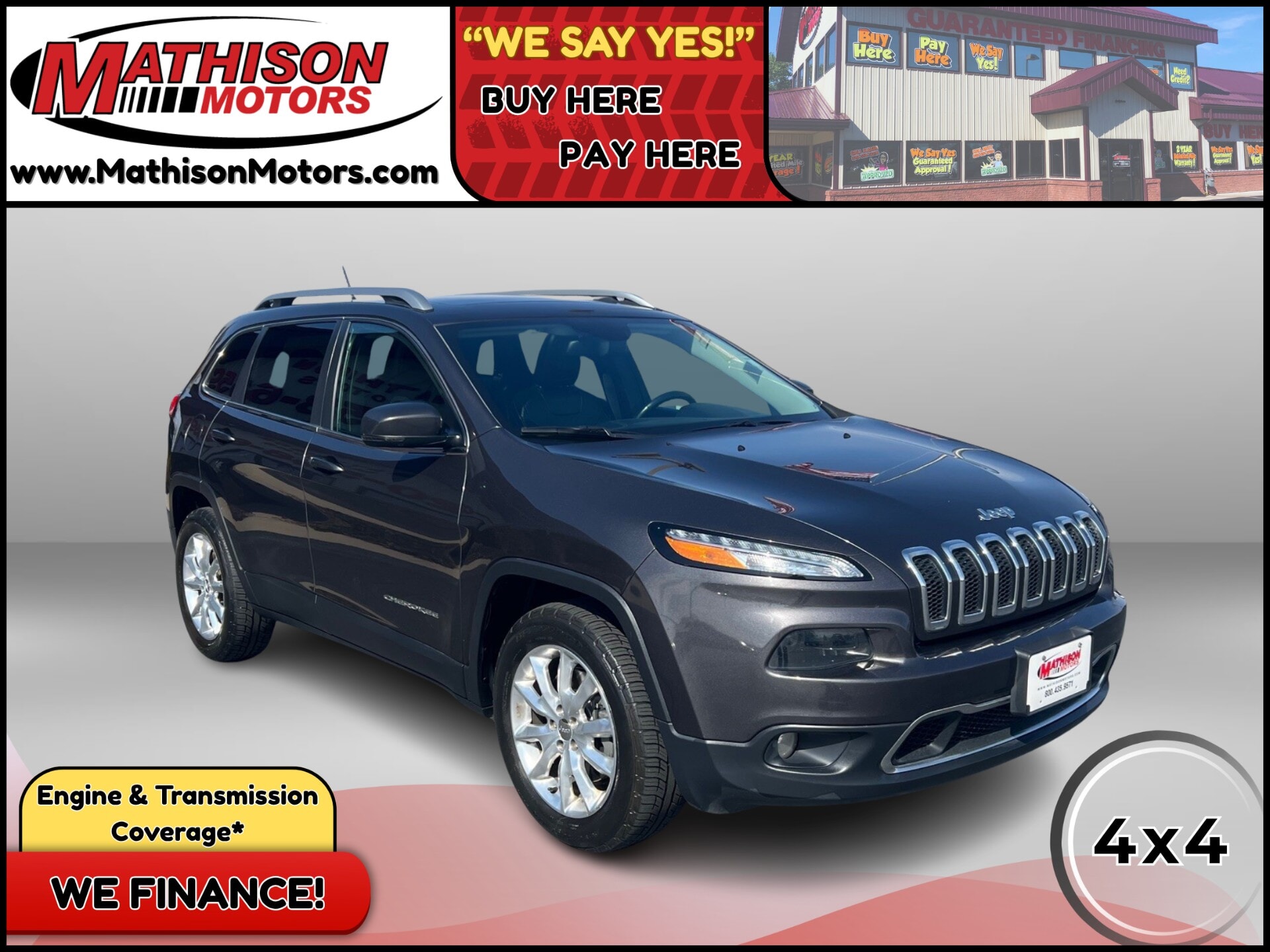 JP Motors Inc DBA Mathison Motors - 2015-JEEP-CHEROKEE-MATHISON-MN-Stock=25384