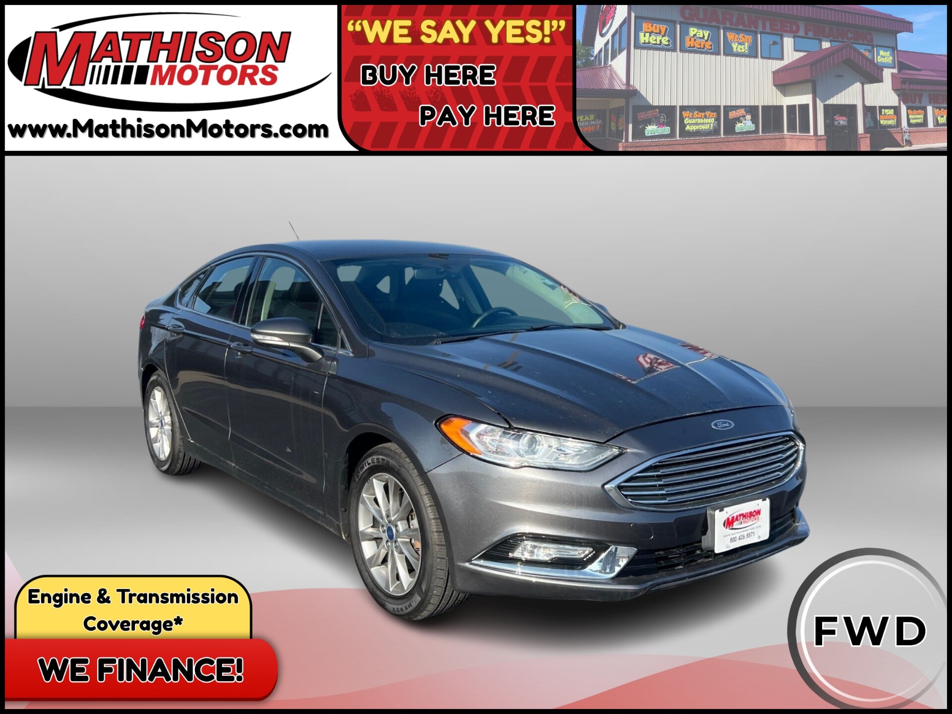 JP Motors Inc DBA Mathison Motors - 2017-FORD-FUSION-MATHISON-MN-Stock=25418