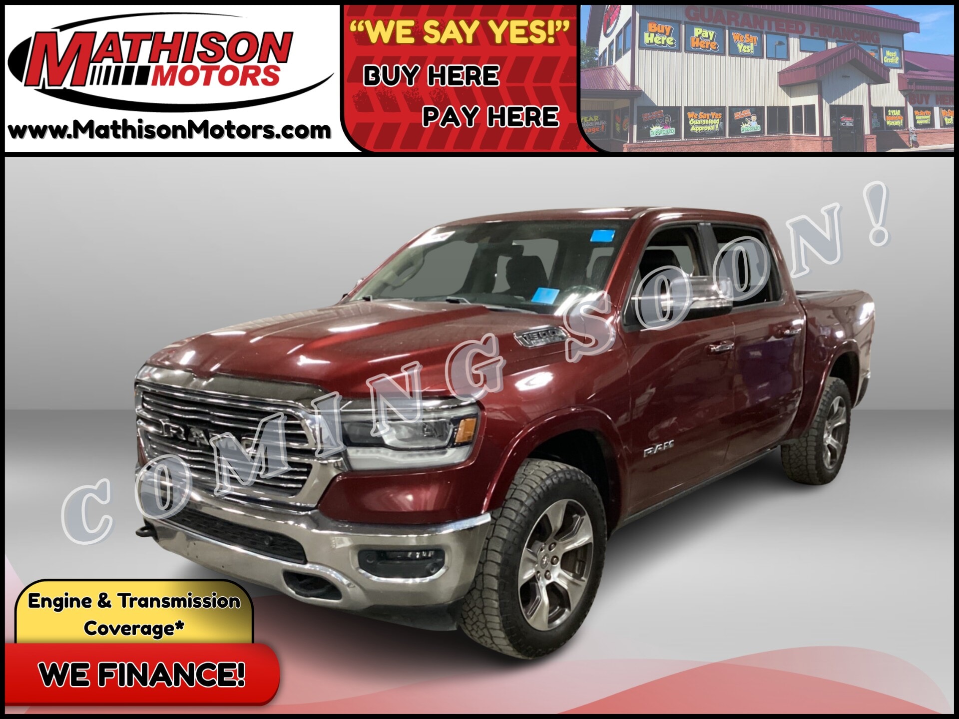  JP Motors Inc DBA Mathison Motors - 2019-RAM-1500-MATHISON-MN-Stock=25606