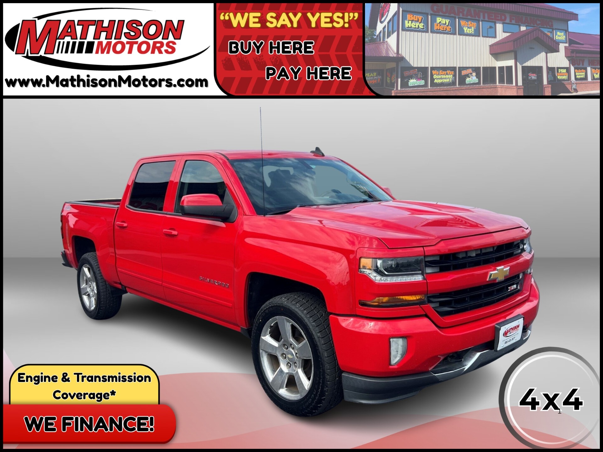  JP Motors Inc DBA Mathison Motors - 2016-CHEVROLET-SILVERADO-1500-MATHISON-MN-Stock=25613