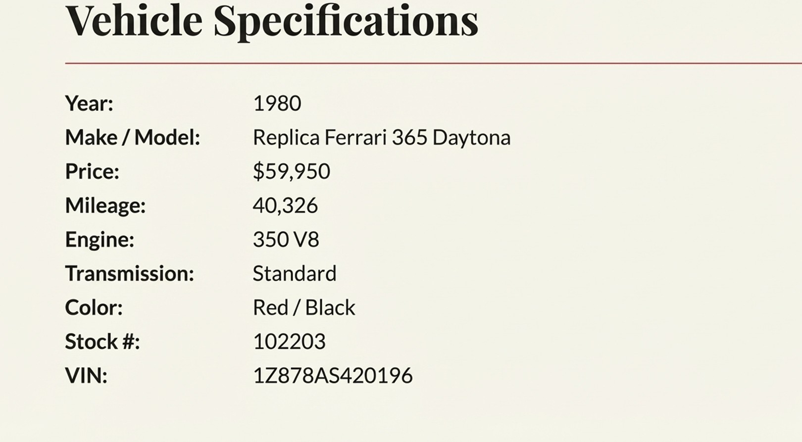 The New Auto Toy Store LLC - Used vehicle - CONVERTIBLE FERRARI DAYTONA/REPLICA 1972