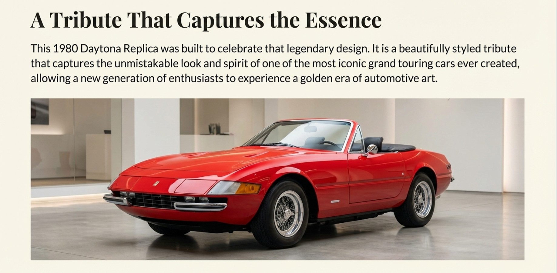 The New Auto Toy Store LLC - Used vehicle - CONVERTIBLE FERRARI DAYTONA/REPLICA 1972