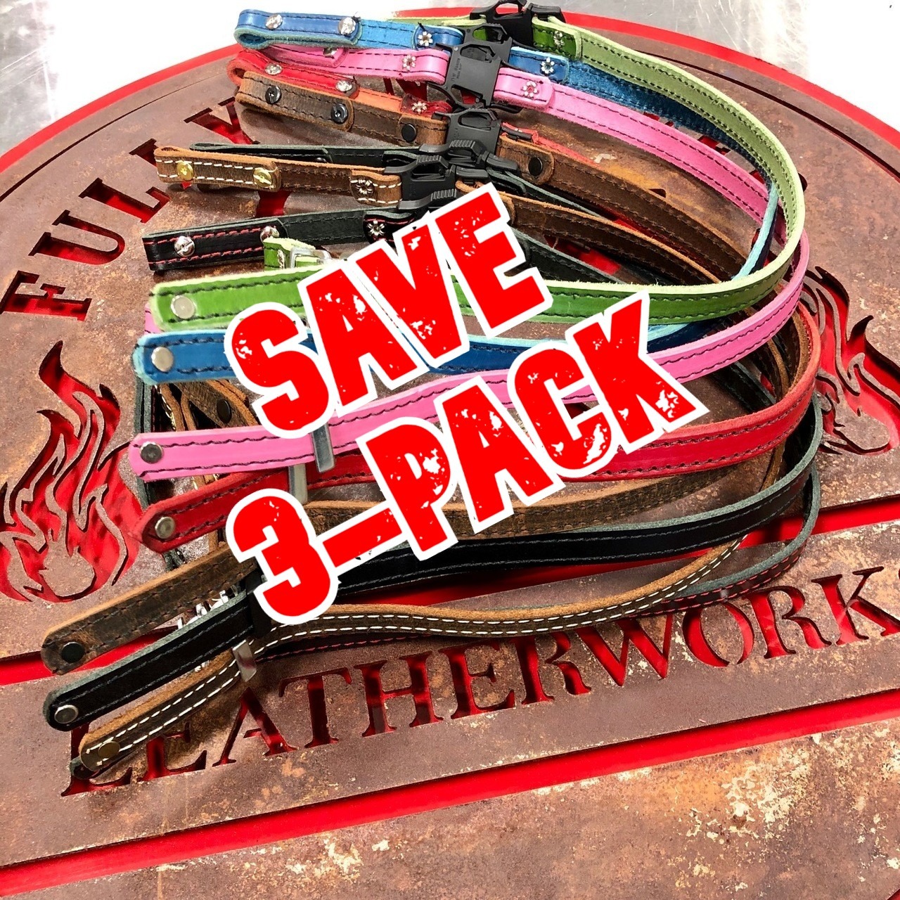 Leather Fire Helmet Chin Strap 3 Pack by Fully Involved Leatherworks