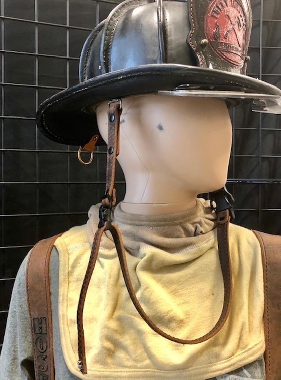 Stitched Leather Fire Helmet Chin Strap by Fully Involved Leatherworks