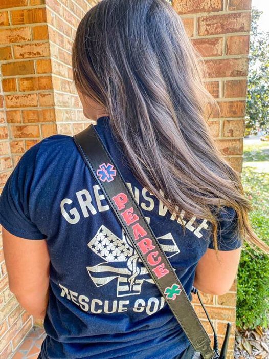 Black Custom Leather Firefighter Radio Strap with Holster