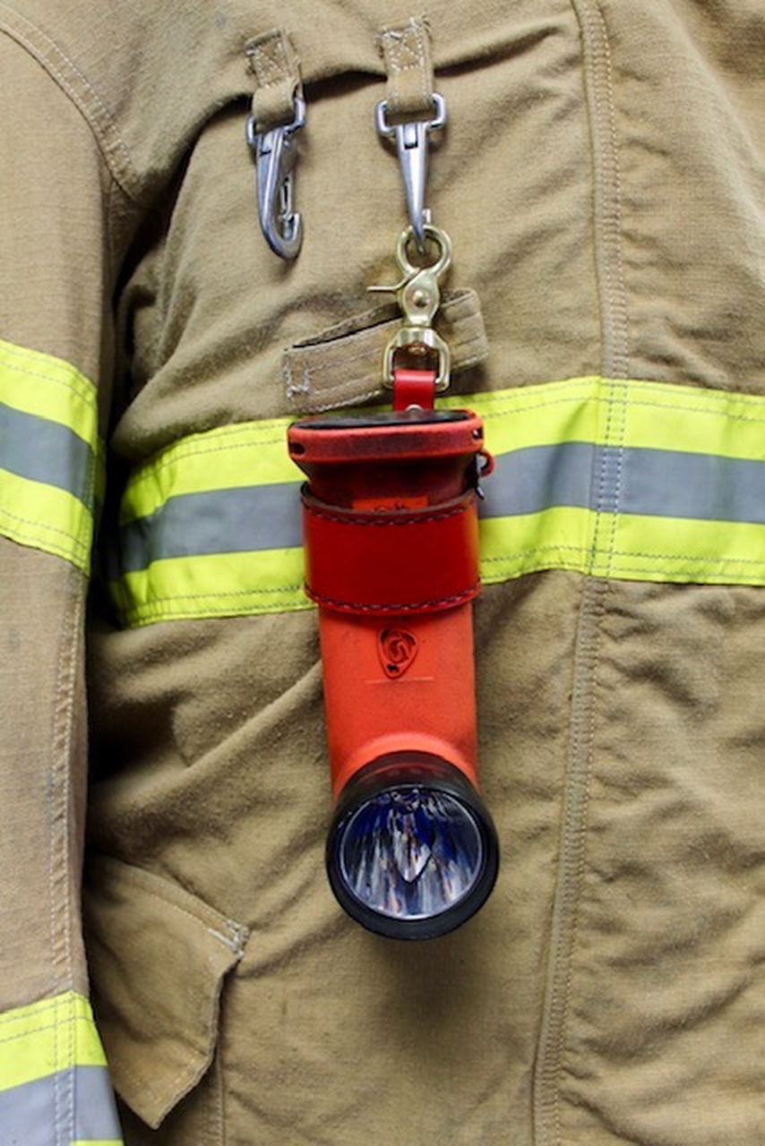 Leather Firefighter Flashlight Strap by Fully Involved Leatherworks