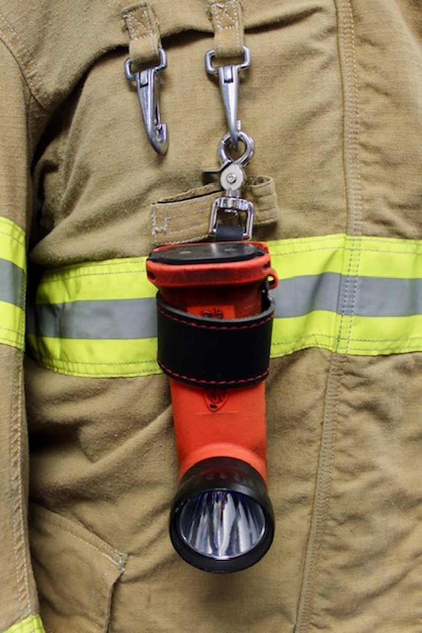 Leather Firefighter Flashlight Strap by Fully Involved Leatherworks