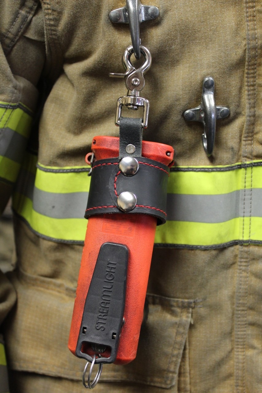 Leather Firefighter Flashlight Strap by Fully Involved Leatherworks