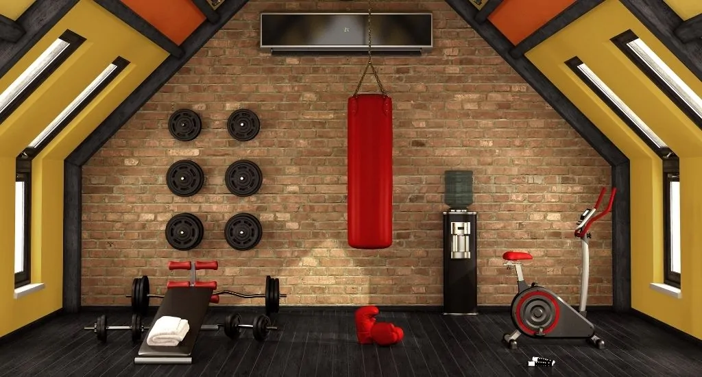 Custom built home gym with equipment