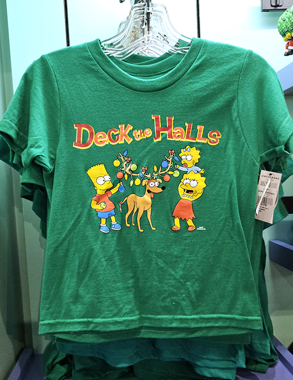 The Simpsons Holiday Universal Studios Deck the Halls Youth Green T-Shirt