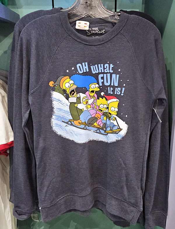 The Simpsons Holiday Universal Studios Oh What Fun Family Sledding Sweatshirt
