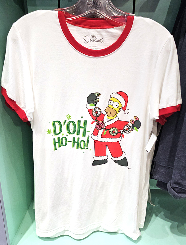 The Simpsons Holiday Universal Studios Santa Homer D'OH Ho-Ho! Ringer T-Shirt
