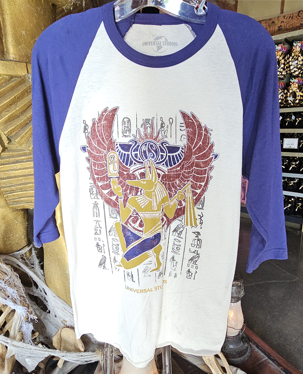 The Mummy Universal Studios Parks Anubis Blue Raglan T-Shirt
