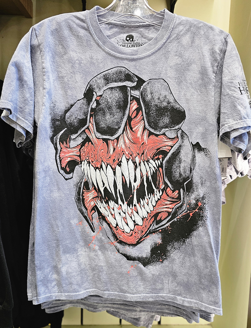 Halloween Horror Nights 2024 Universal Studios Parks A Quiet Place 2 Death Angel Gray Tie Dye T-Shirt