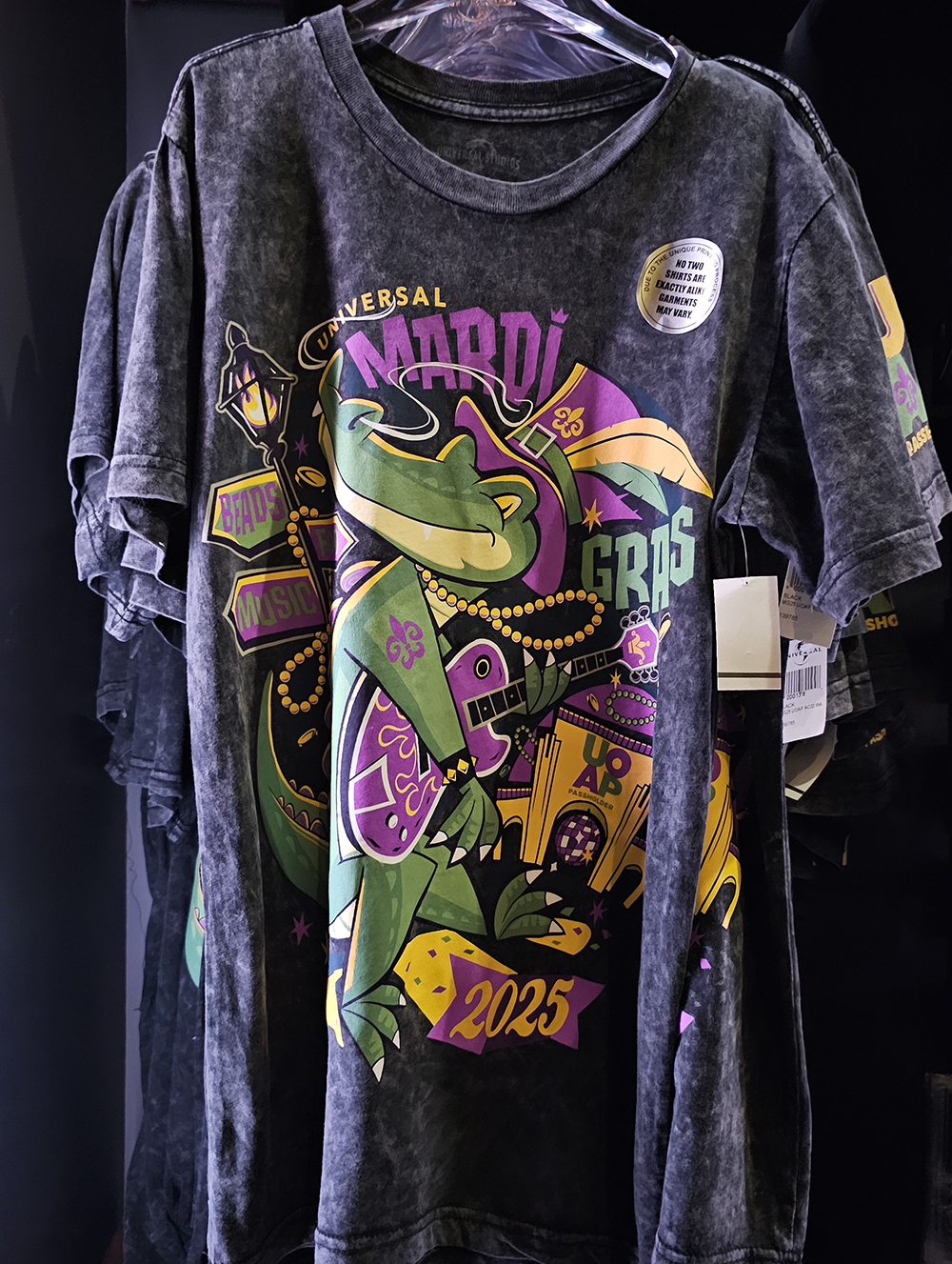 Universal Studios Orlando Mardi Gras 2025 UOAP Acid Wash T-Shirt