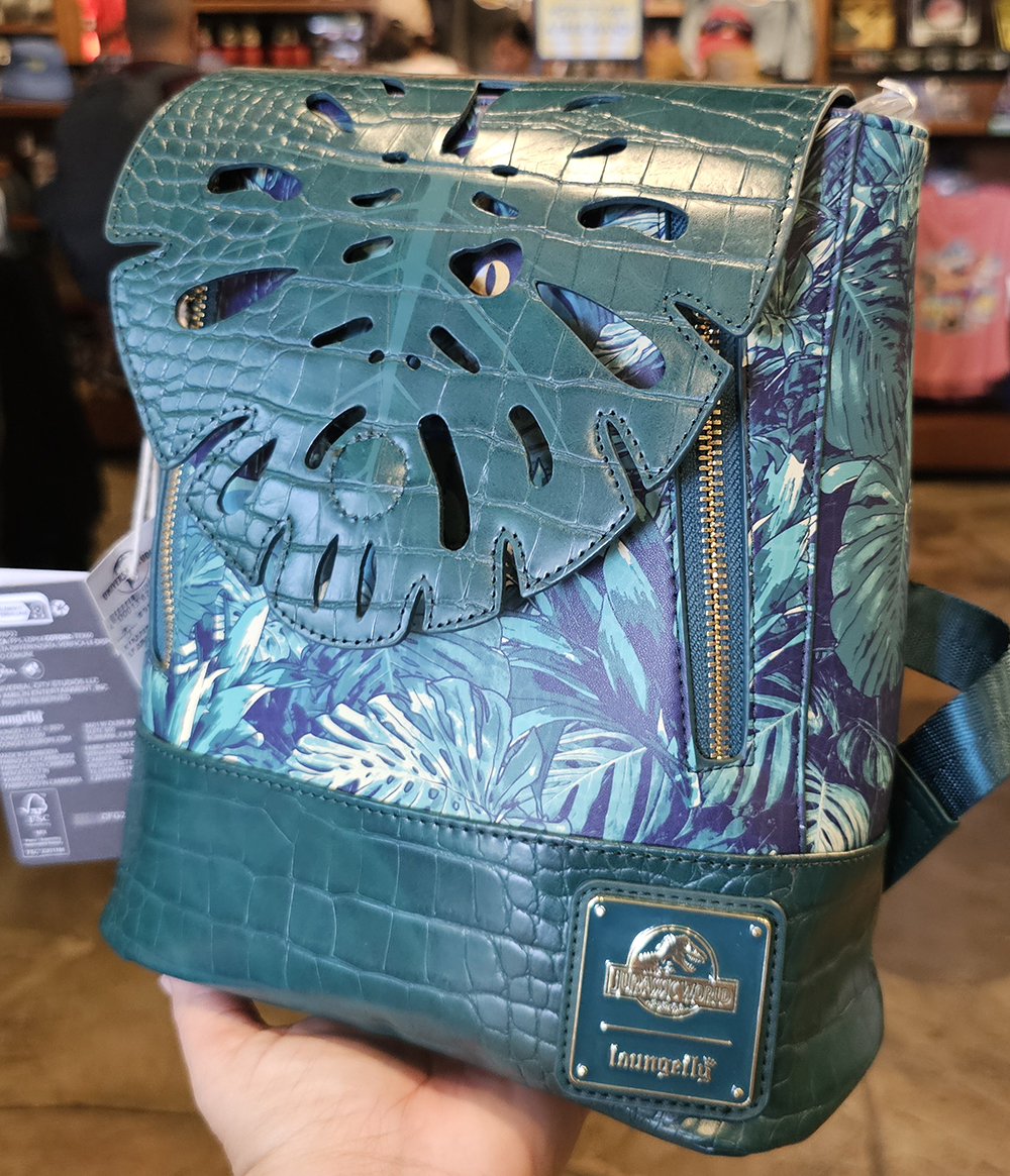 Jurassic World Rebirth Loungefly Backpack Green Monstera Leaf Raptor