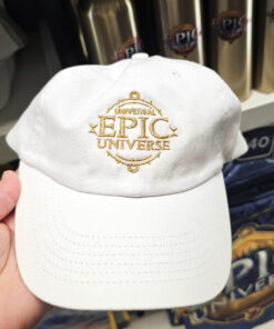 Universal Studios Epic Universe Logo Epic Emblem White Baseball Cap Hat