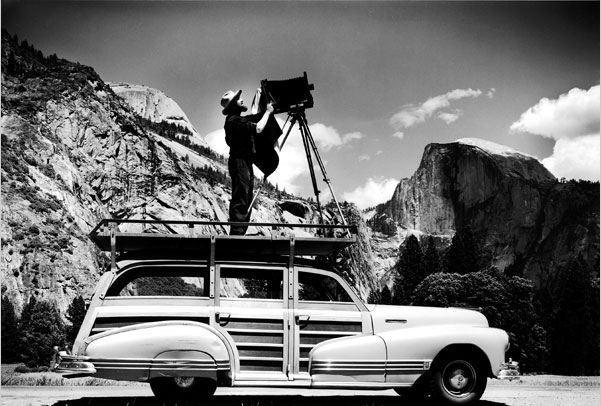Ansel Adams on his Car