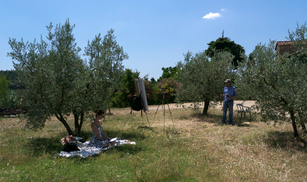 Plein air portraiture in Chianti