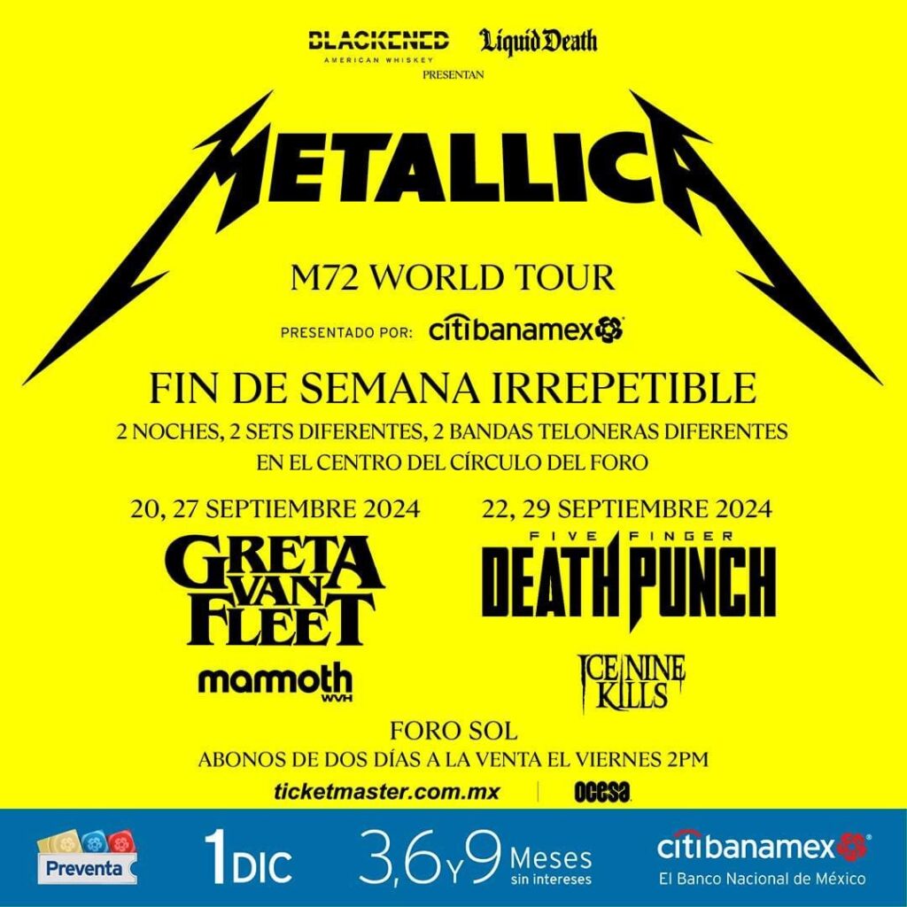 Metallica anuncia su regreso a México con invitados especiales 1 43BC76A1 A992 4D16 BF0A 085E582607EA