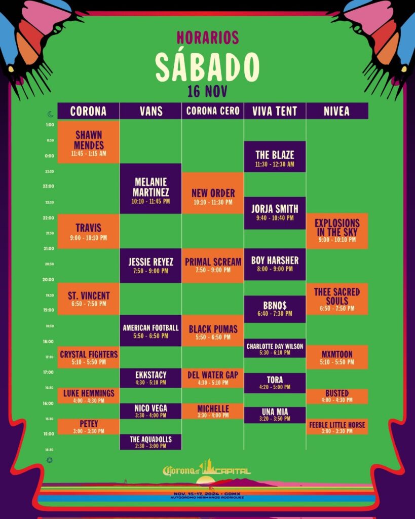 Horarios Corona Capital 2024: traza tu mapa! 2 marvin horarios corona capital sabado