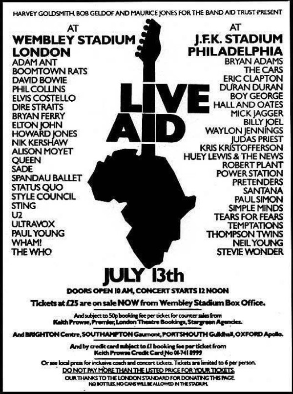 Live Aid: a 40 años de que el rock buscara salvar a Etiopía 1 live aid 40 anos africa concierto bob geldof 1