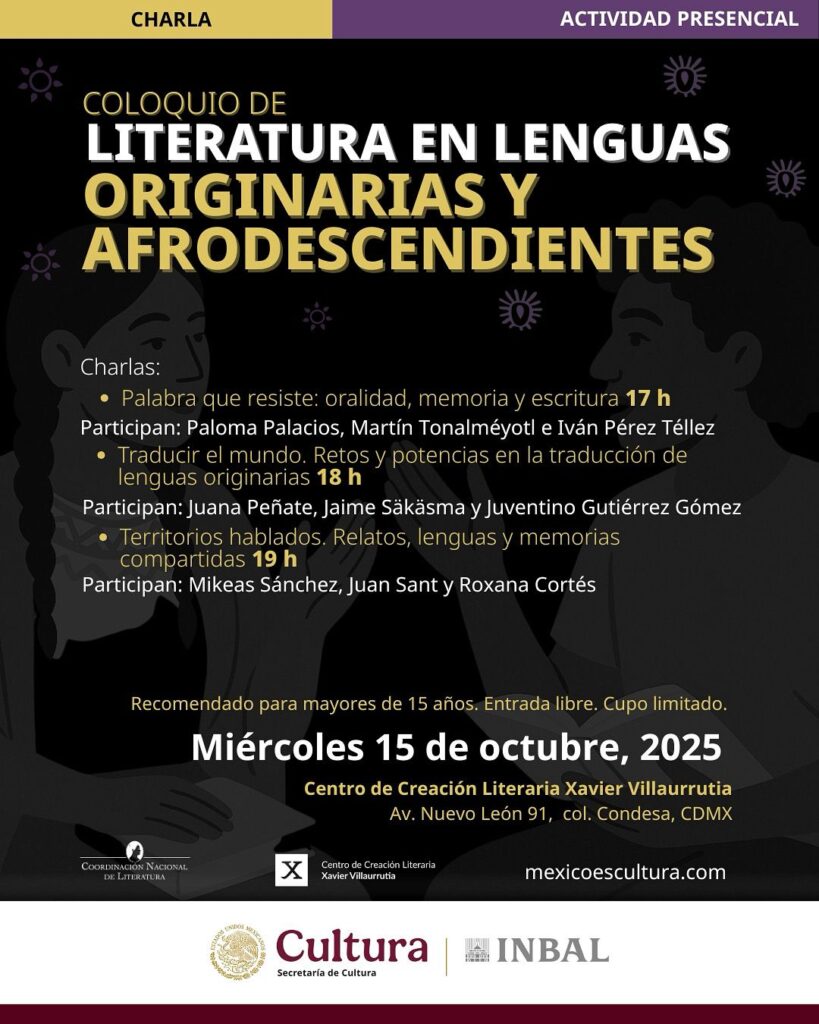 COLOQUIO DE LITERATURA EN LENGUAS ORIGINARIAS Y AFRODESCENDIENTES 15