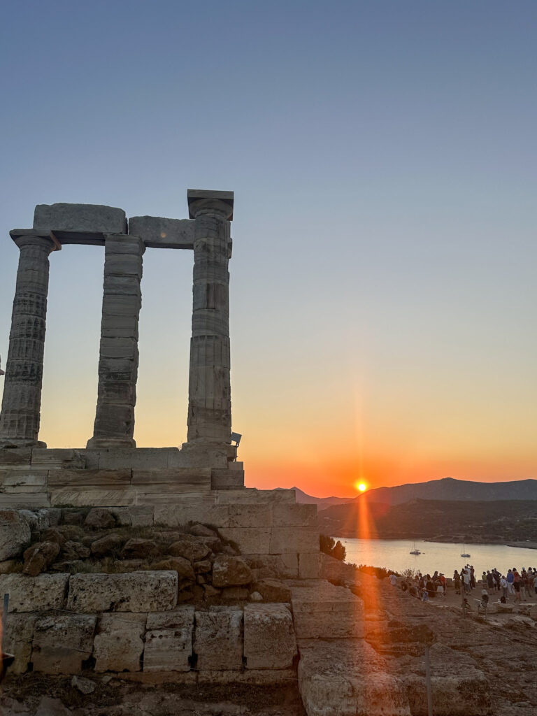 sunset on the Temple of Poseidon