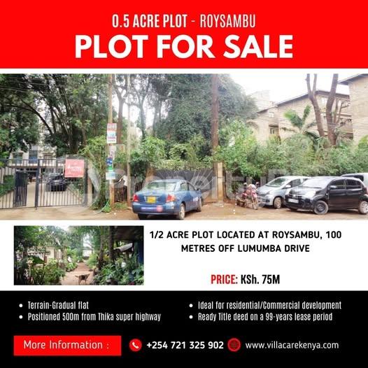 Land for sale 100 metres off Lumumba Drive, Roysambu Nairobi