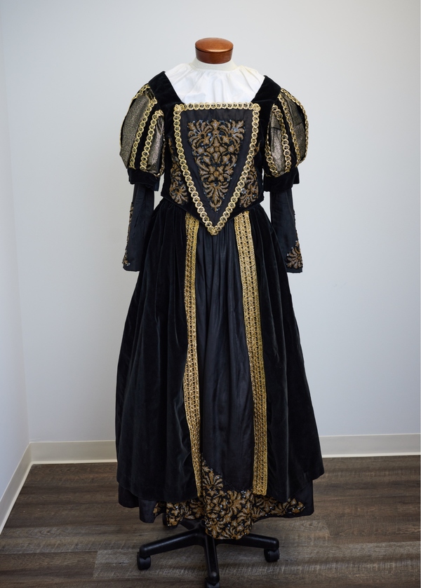 black and gold medieval dress Navy Blue Chenille Corset Dress