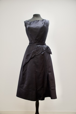 Vintage 1950s Navy Satin Cocktail Dress