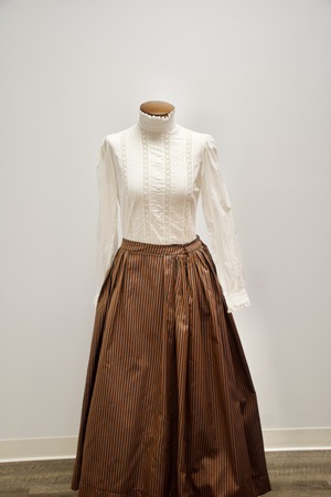 Victorian Rust and Black Striped Silk Skirt