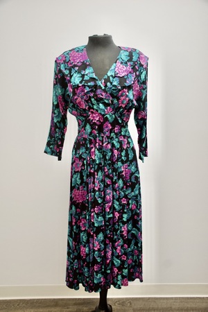 Vintage Fuchsia and Teal Dress