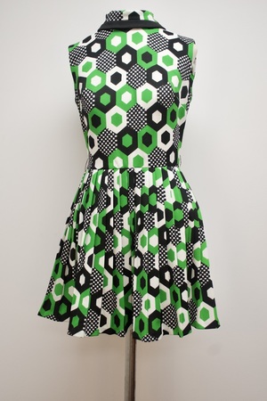 Vintage 1960s Lime Green and Black Dress
