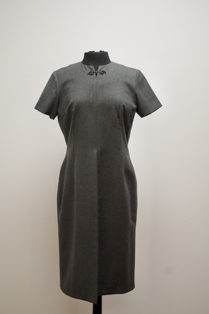 Vintage Grey Wool Short Sleeve Sheath Dress