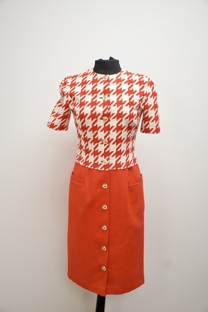 Vintage 1980s Red and White Day Dress