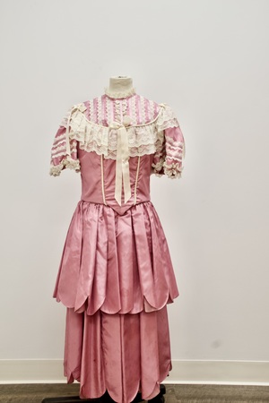 Victorian Pink Satin and Lace Girl Party Dress